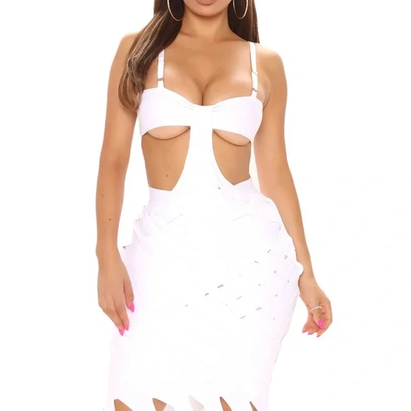 white christmas dresses Justina Bandage Mini Dress White